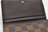 Auth Louis Vuitton Damier Porte Monnaie Billets Tresor Wallet N61730 LV 9836D