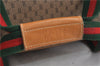 Authentic GUCCI Web Sherry Line Micro GG Travel Bag PVC Leather Brown 9844C