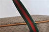 Authentic GUCCI Web Sherry Line Micro GG Travel Bag PVC Leather Brown 9844C