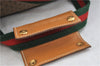Authentic GUCCI Web Sherry Line Micro GG Travel Bag PVC Leather Brown 9844C