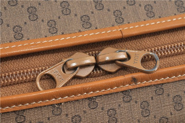 Authentic GUCCI Web Sherry Line Micro GG Travel Bag PVC Leather Brown 9844C
