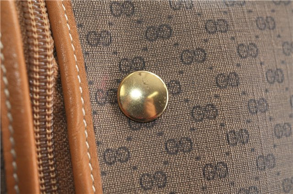 Authentic GUCCI Web Sherry Line Micro GG Travel Bag PVC Leather Brown 9844C