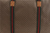 Authentic GUCCI Web Sherry Line Micro GG Travel Bag PVC Leather Brown 9844C