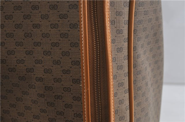 Authentic GUCCI Web Sherry Line Micro GG Travel Bag PVC Leather Brown 9844C
