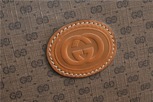 Authentic GUCCI Web Sherry Line Micro GG Travel Bag PVC Leather Brown 9844C