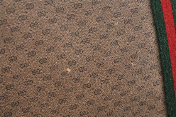 Authentic GUCCI Web Sherry Line Micro GG Travel Bag PVC Leather Brown 9844C