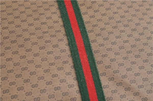 Authentic GUCCI Web Sherry Line Micro GG Travel Bag PVC Leather Brown 9844C