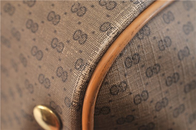 Authentic GUCCI Web Sherry Line Micro GG Travel Bag PVC Leather Brown 9844C