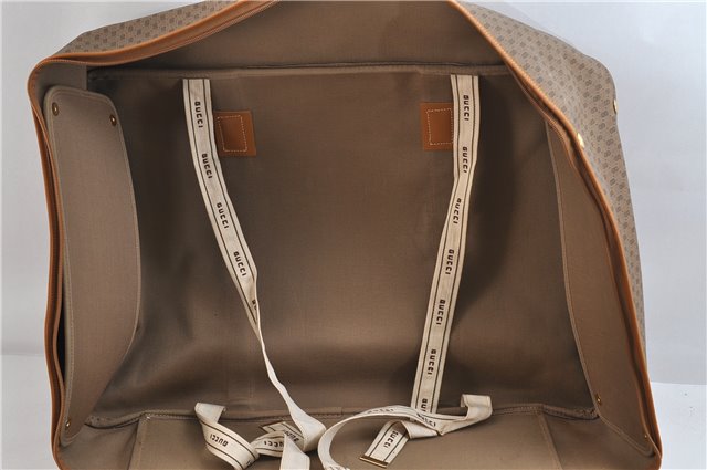 Authentic GUCCI Web Sherry Line Micro GG Travel Bag PVC Leather Brown 9844C