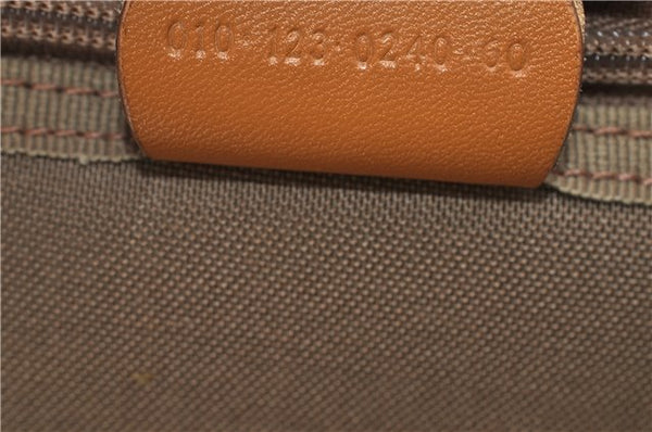 Authentic GUCCI Web Sherry Line Micro GG Travel Bag PVC Leather Brown 9844C