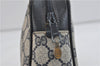 Authentic GUCCI Sherry Line Clutch Bag Purse GG PVC Leather Navy Blue 9845C