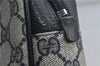 Authentic GUCCI Sherry Line Clutch Bag Purse GG PVC Leather Navy Blue 9845C