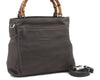 Authentic GUCCI Bamboo 2way Hand Shoulder Bag Purse Nylon Leather Khaki 9850C