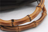 Authentic GUCCI Bamboo 2way Hand Shoulder Bag Purse Nylon Leather Khaki 9850C