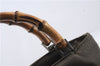Authentic GUCCI Bamboo 2way Hand Shoulder Bag Purse Nylon Leather Khaki 9850C