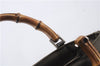 Authentic GUCCI Bamboo 2way Hand Shoulder Bag Purse Nylon Leather Khaki 9850C