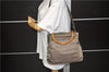 Authentic GUCCI Bamboo 2way Hand Shoulder Bag Purse Nylon Leather Khaki 9850C