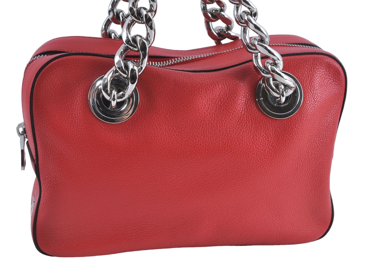 Authentic PRADA Leather Nappa Chain Shoulder Hand Bag Purse Red 9852B