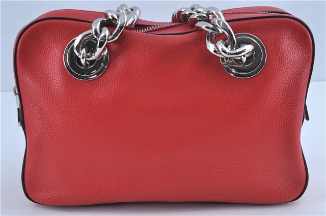 Authentic PRADA Leather Nappa Chain Shoulder Hand Bag Purse Red 9852B