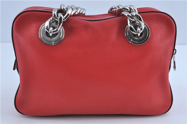 Authentic PRADA Leather Nappa Chain Shoulder Hand Bag Purse Red 9852B