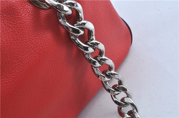 Authentic PRADA Leather Nappa Chain Shoulder Hand Bag Purse Red 9852B