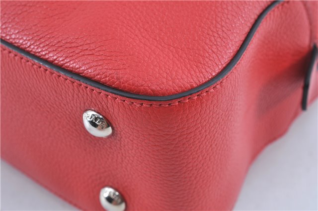 Authentic PRADA Leather Nappa Chain Shoulder Hand Bag Purse Red 9852B