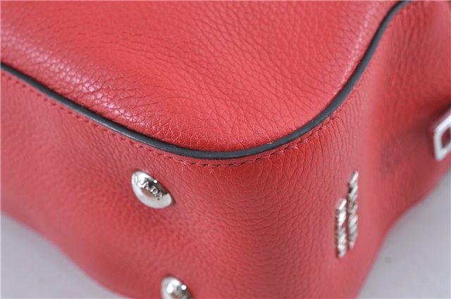 Authentic PRADA Leather Nappa Chain Shoulder Hand Bag Purse Red 9852B