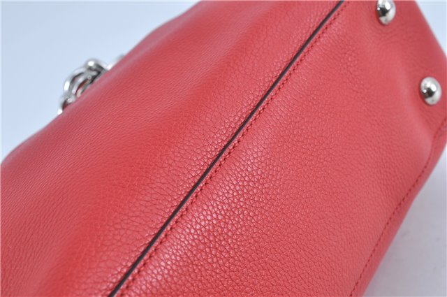 Authentic PRADA Leather Nappa Chain Shoulder Hand Bag Purse Red 9852B