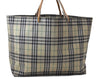 Authentic BURBERRY Vintage Check Nylon Tote Hand Bag Ivory 9855C