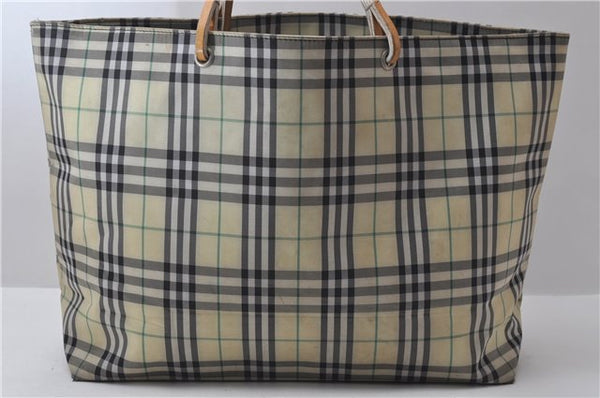 Authentic BURBERRY Vintage Check Nylon Tote Hand Bag Ivory 9855C