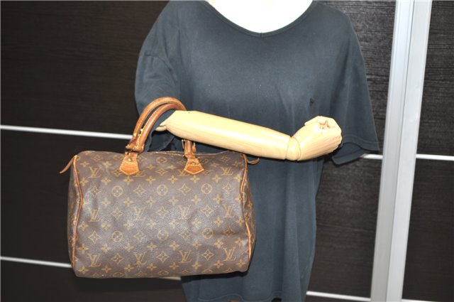 Authentic Louis Vuitton Monogram Speedy 30 Hand Bag M41526 LV 9859C