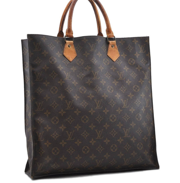 Authentic Louis Vuitton Monogram Sac Plat Hand Bag M51140 LV 9865C