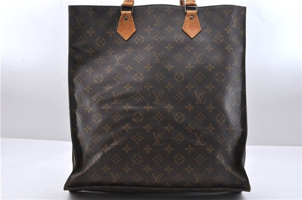 Authentic Louis Vuitton Monogram Sac Plat Hand Bag M51140 LV 9865C