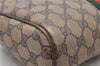 Authentic GUCCI Web Sherry Line Clutch Hand Bag Purse GG PVC Leather Brown 9868C