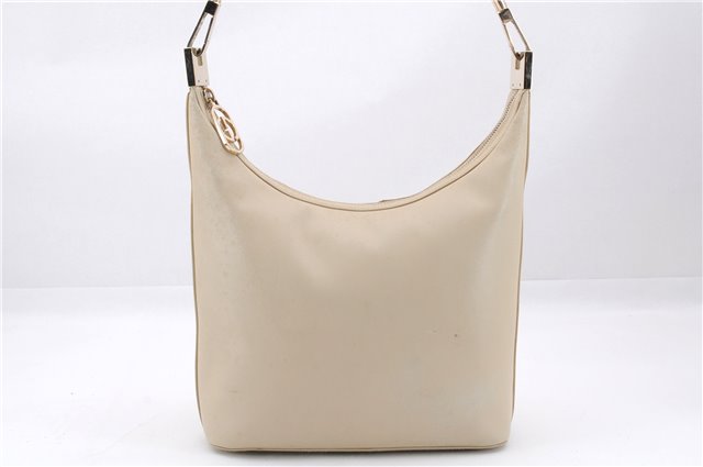 Authentic GUCCI Vintage Shoulder Bag Purse Leather 0013814 Ivory 9875D