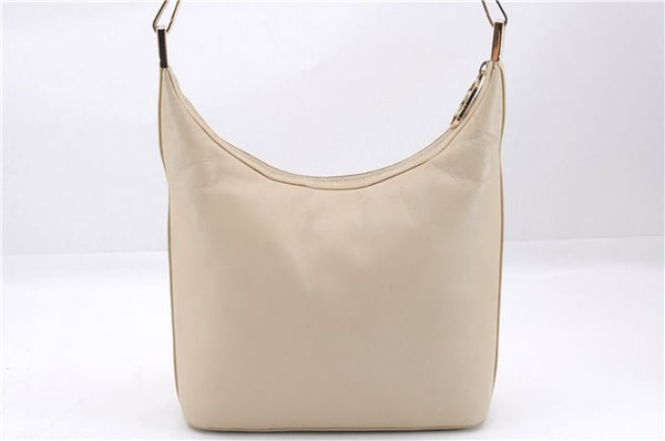 Authentic GUCCI Vintage Shoulder Bag Purse Leather 0013814 Ivory 9875D