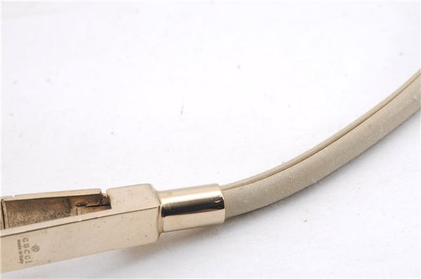 Authentic GUCCI Vintage Shoulder Bag Purse Leather 0013814 Ivory 9875D