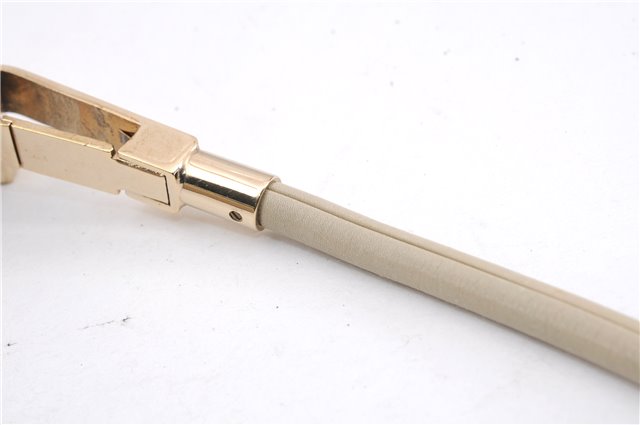 Authentic GUCCI Vintage Shoulder Bag Purse Leather 0013814 Ivory 9875D