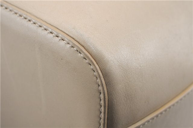 Authentic GUCCI Vintage Shoulder Bag Purse Leather 0013814 Ivory 9875D