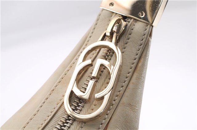 Authentic GUCCI Vintage Shoulder Bag Purse Leather 0013814 Ivory 9875D