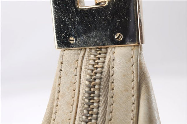Authentic GUCCI Vintage Shoulder Bag Purse Leather 0013814 Ivory 9875D