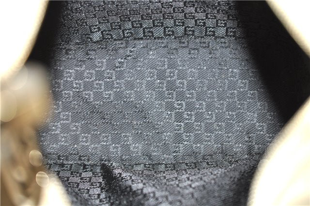 Authentic GUCCI Vintage Shoulder Bag Purse Leather 0013814 Ivory 9875D