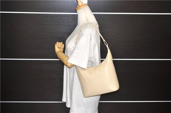 Authentic GUCCI Vintage Shoulder Bag Purse Leather 0013814 Ivory 9875D