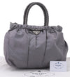 Authentic PRADA Nylon Tessuto Bow Leather 2Way Hand Bag Purse BN1778 Gray 9877E