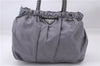 Authentic PRADA Nylon Tessuto Bow Leather 2Way Hand Bag Purse BN1778 Gray 9877E