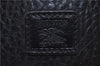 Authentic Burberrys Vintage Leather Clutch Hand Bag Purse Black 9881D