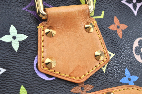 Auth Louis Vuitton Monogram Multicolor Alma PM Black Hand Bag M92646 LV 9881F