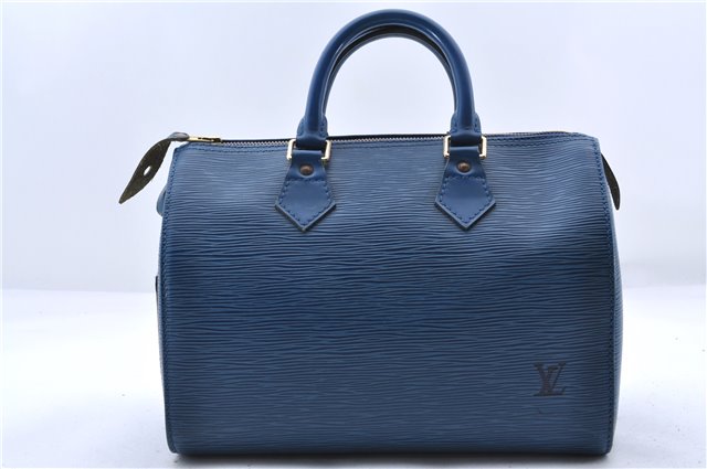 Authentic Louis Vuitton Epi Speedy 25 Hand Bag Blue M43015 LV 9883C