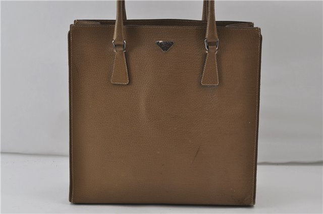 Authentic PRADA Vintage Leather Shoulder Tote Bag Brown 9888D