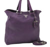 Authentic PRADA Vintage Leather Nappa 2Way Shoulder Hand Tote Bag Purple 9892F
